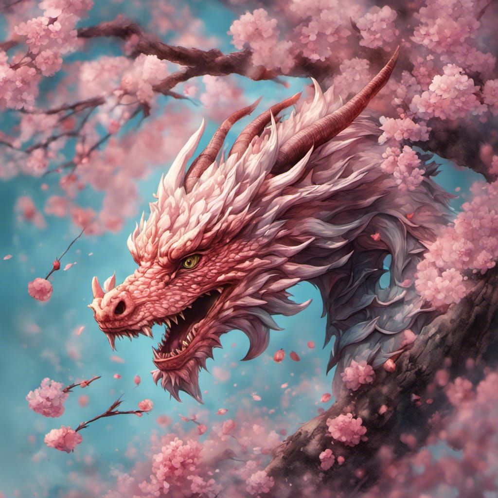 Cherry Blossoms dragons - AI Generated Artwork - NightCafe Creator