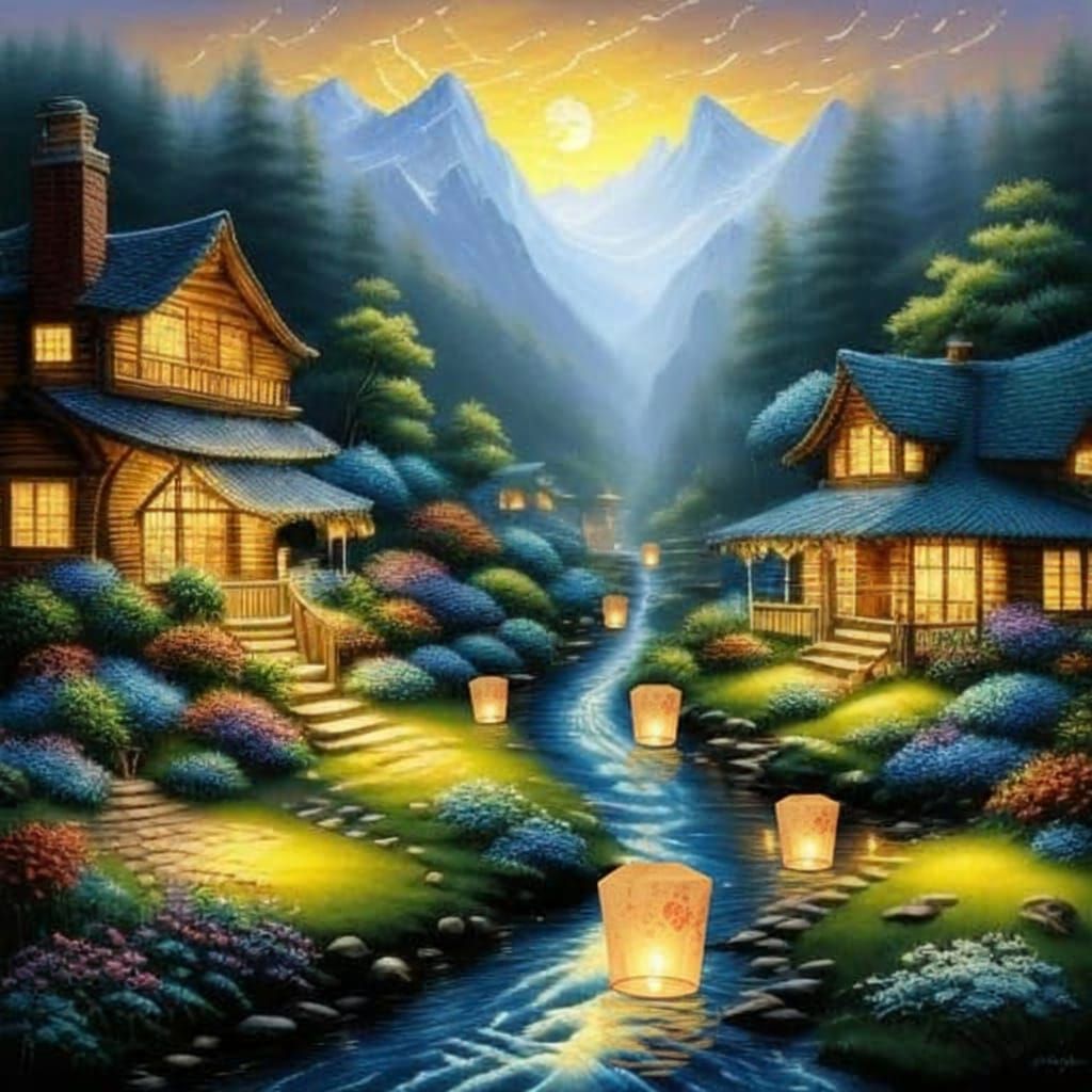 Floating Lights at Midnight