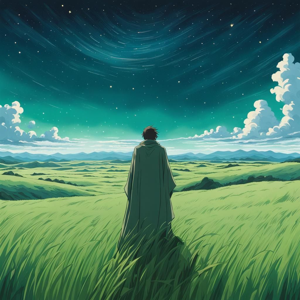 Guy on grass with sky