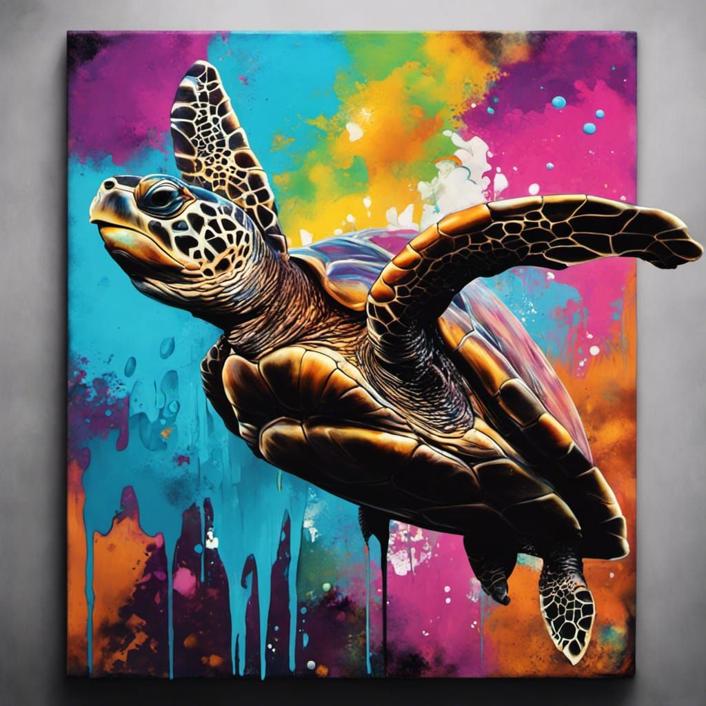 Quintessence Turtle graffiti art, splash art, street art, spray paint ...