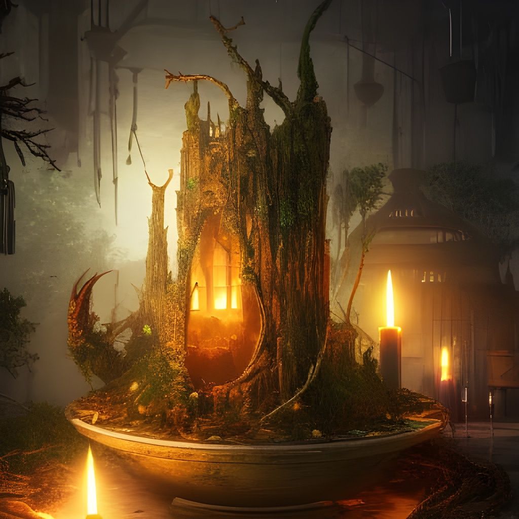 Candlelight Tree Stump AI Generated Artwork NightCafe Creator