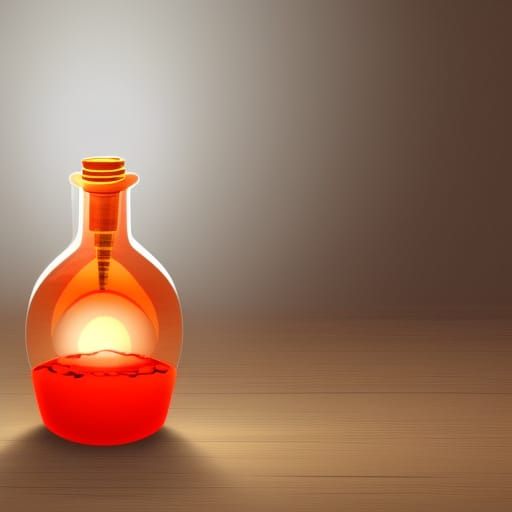 Animated potion bottle on a show stage with lights
