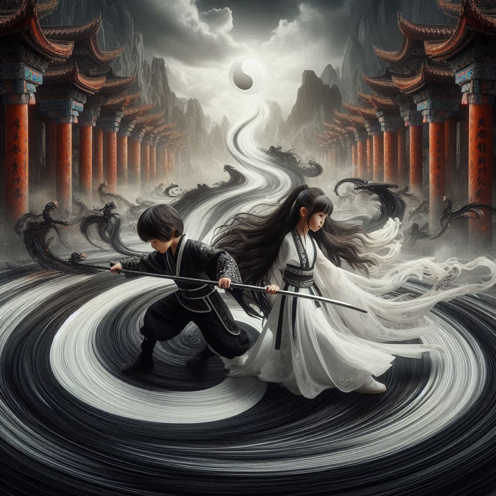 Black and white, Yin and Yang, becoming one.