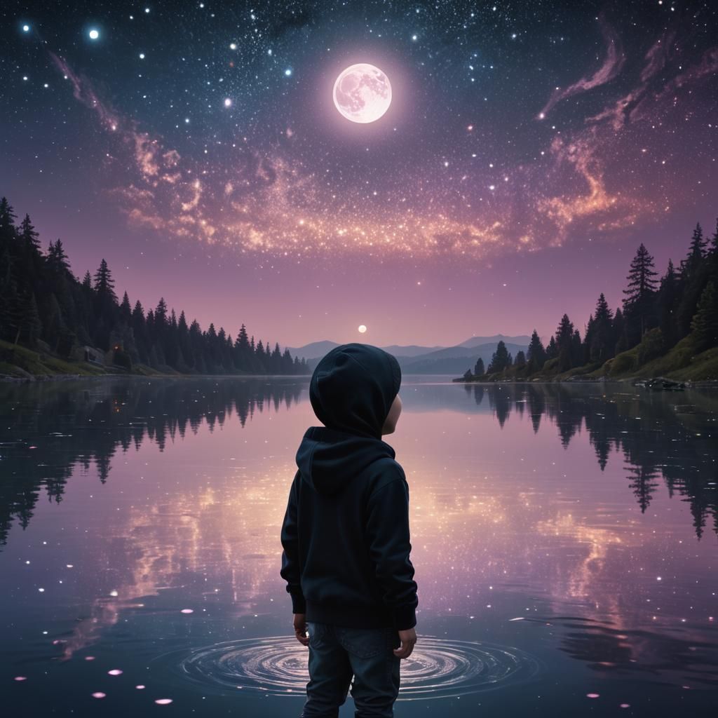 boy looking at stars  by @night