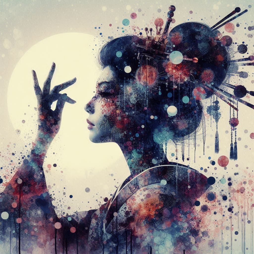 double exposure beautiful fantasy DALL-E 3 portrait landscap...