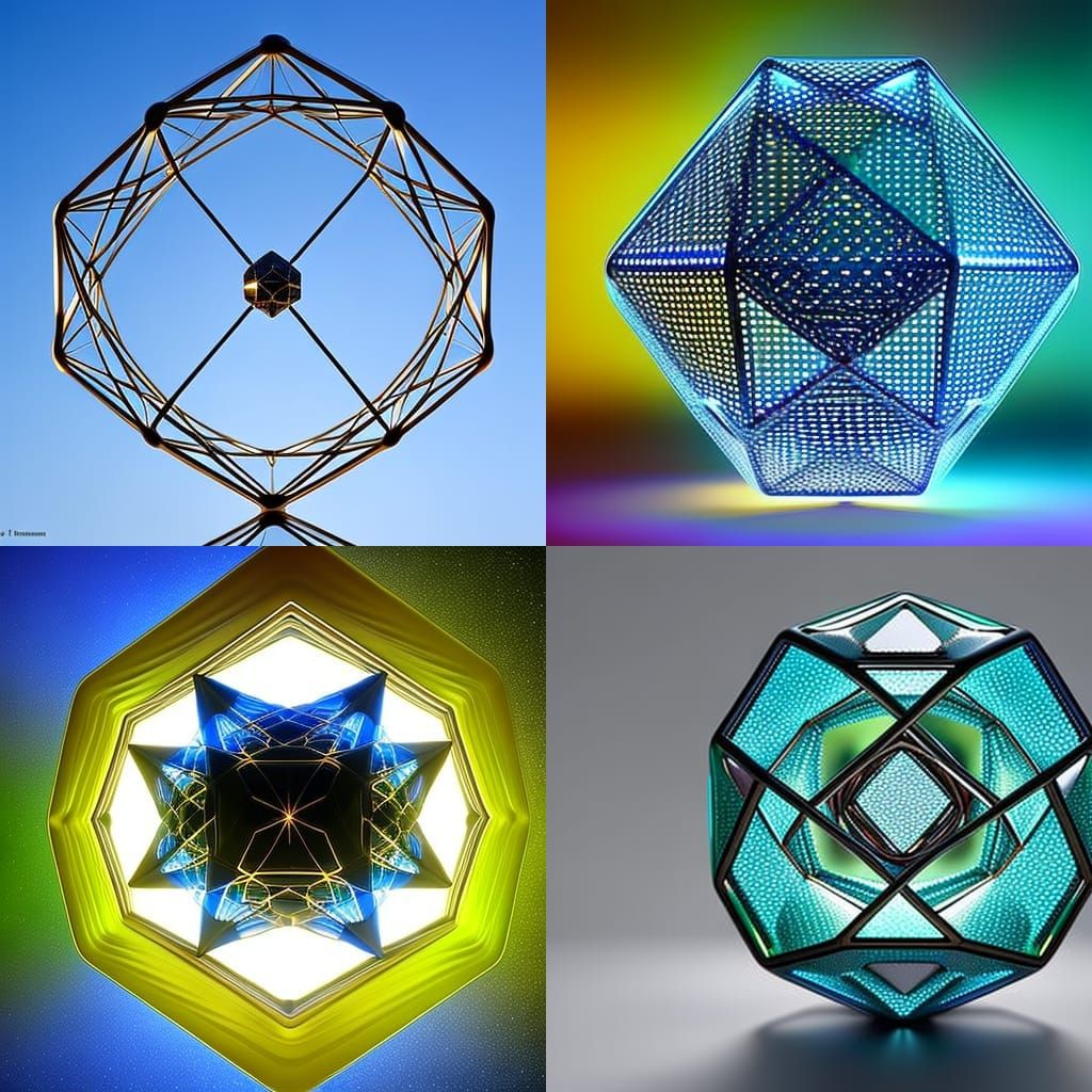 rhombicosidodecahedron & eight-sided polygon—made from two c...