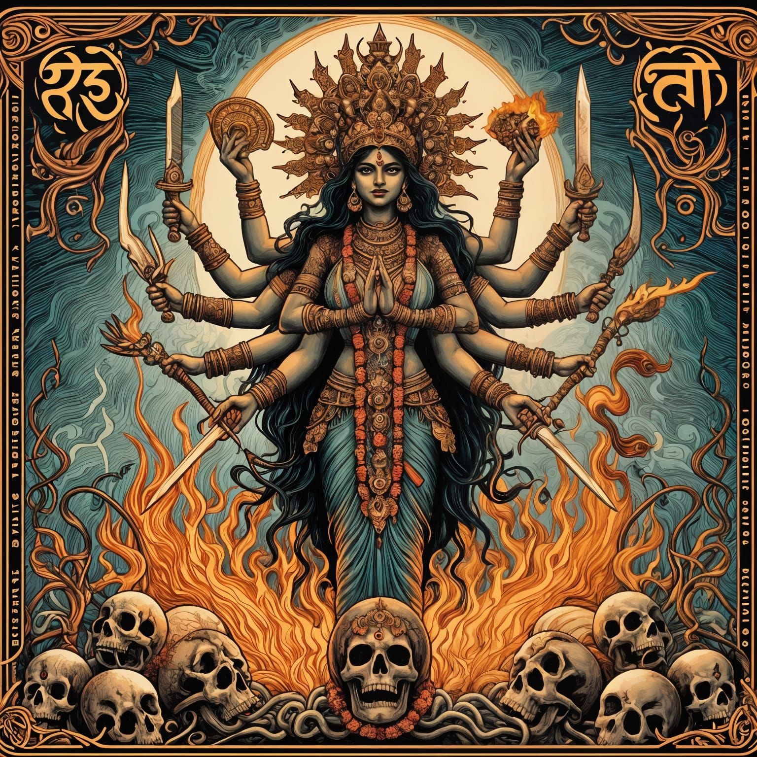 Hindu Goddess Kali - Fate - 12 of Arms/6 of Swords