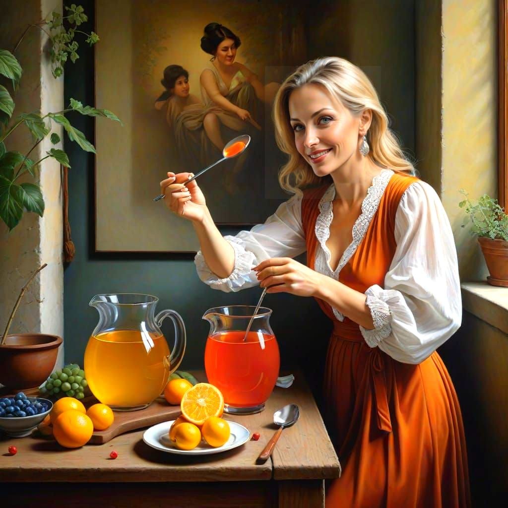 Vibrant Portrait of a Happy Lady in Photorealistic Style