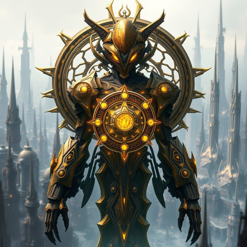 Futuristic Dwemer Ascendancy in Divine Brass and G... - AI Art