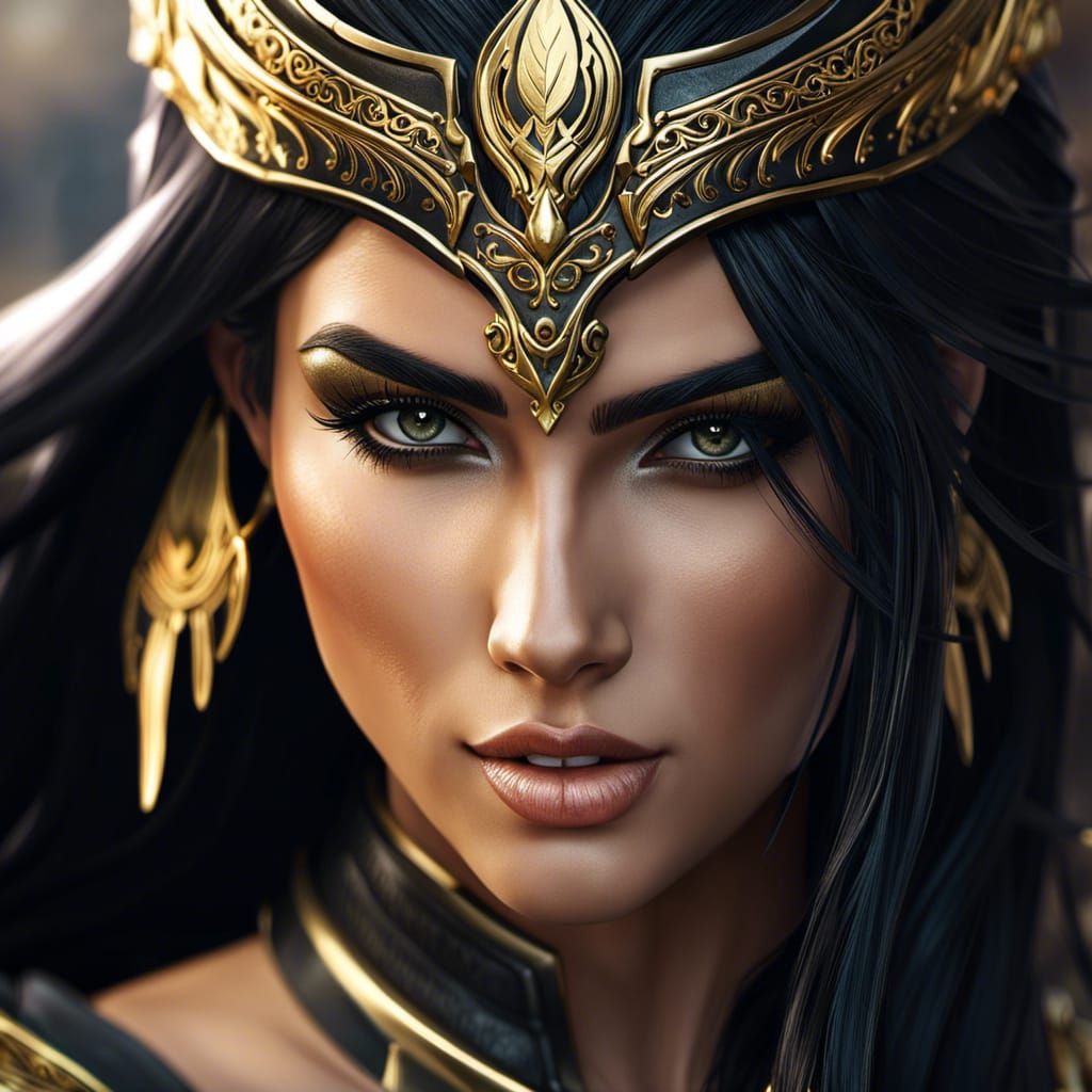 close up of a woman in a warrior costume, amazing fantasy art, trending ...