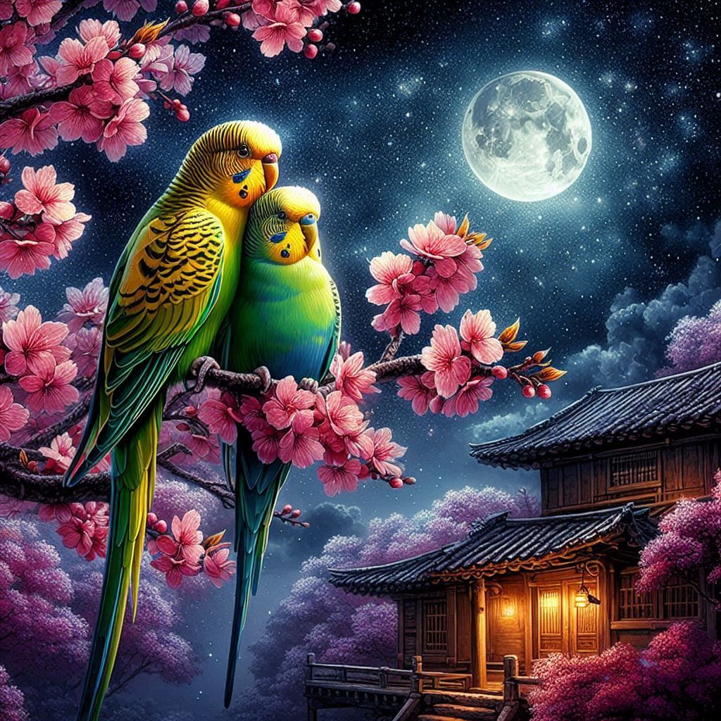 Two colorful parakeet connecting !!