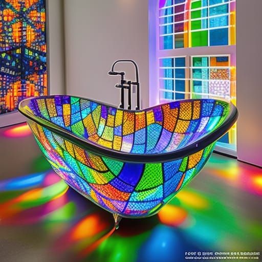 Heartshaped, Stained glass bathtub AI Generated Artwork NightCafe