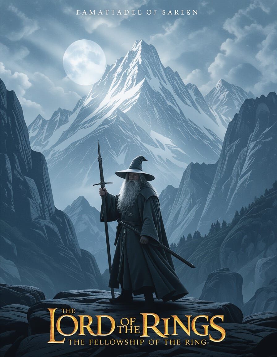Gandalf Amidst Misty Mountains: Lord of the Rings: Fellowship of the Ring Poster  by @A handsome lad
