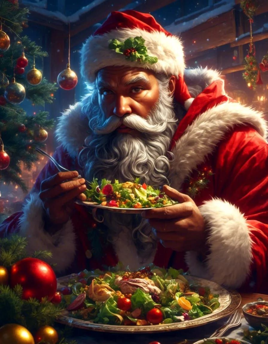 If santa ate salad instead of cookies. Hot