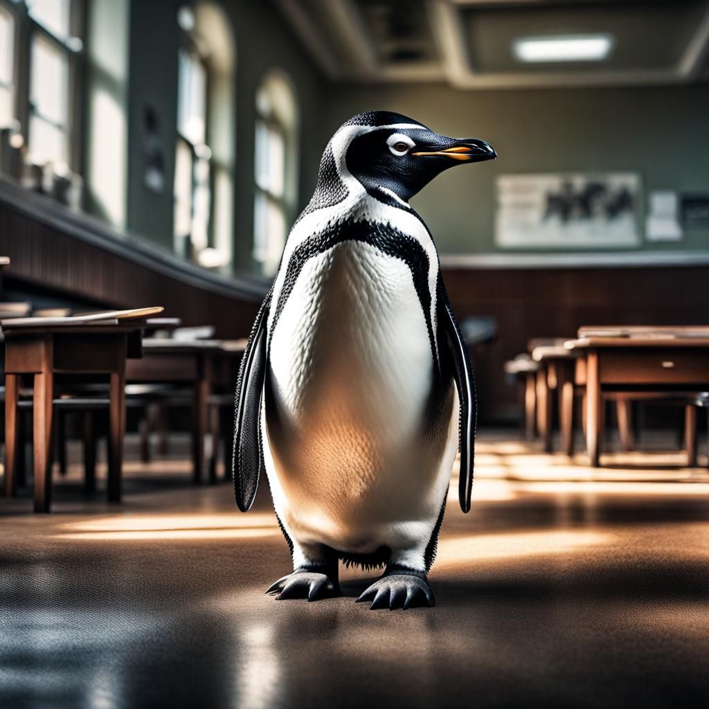 penguin in the school