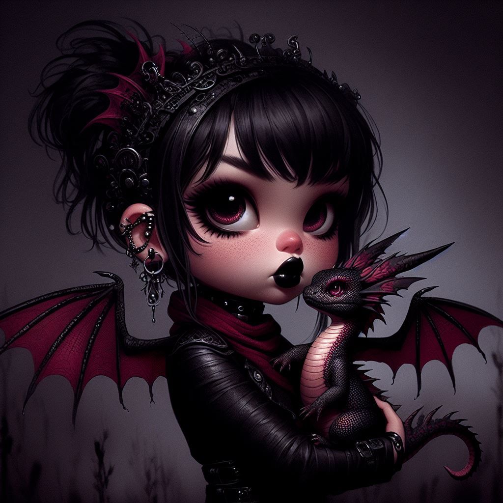 Goth Girl and Pet Dragon