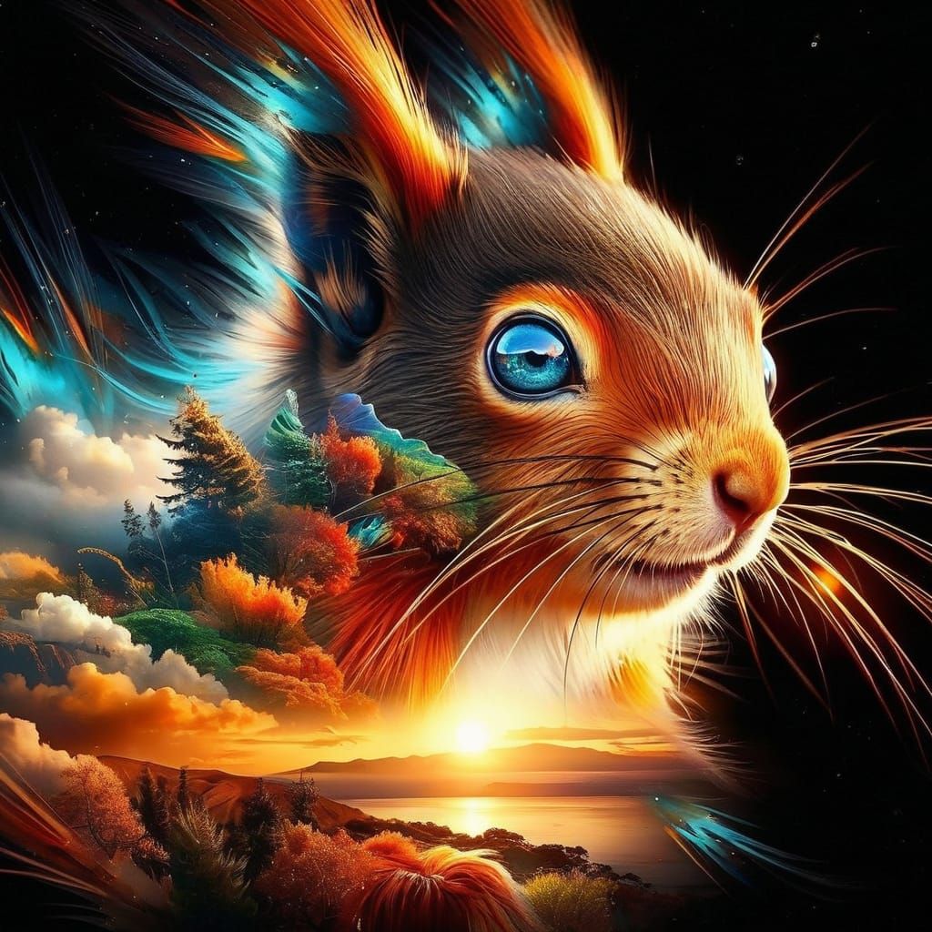 A double exposure style Squirrel