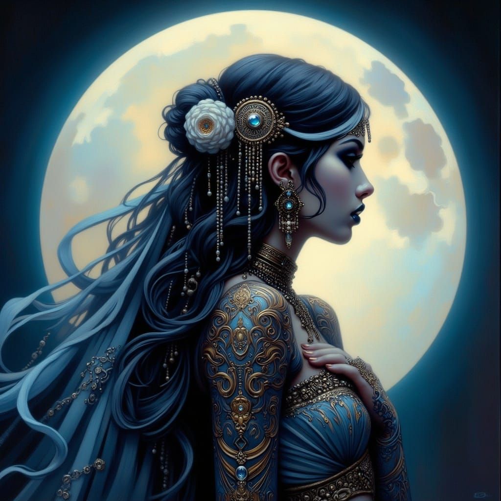 Gothic Goddess in Moonlit Splendor