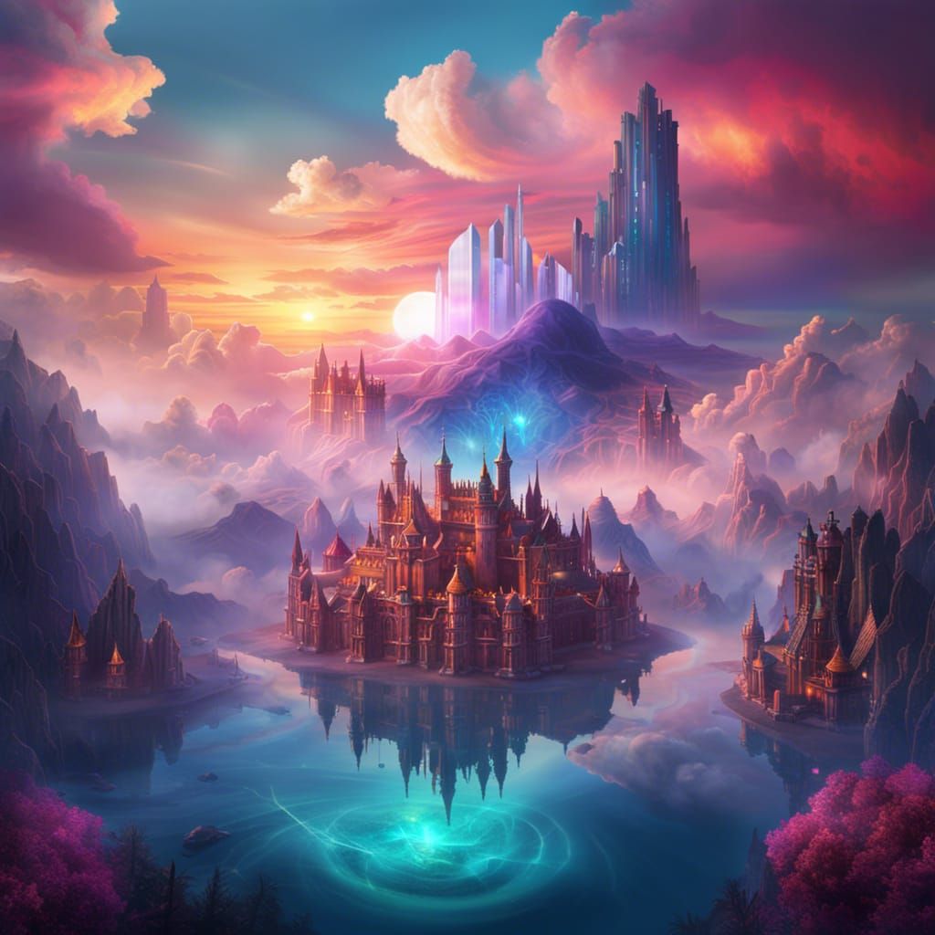 Heaven's Realm - Crystal City 1 - AI Generated Artwork - NightCafe Creator