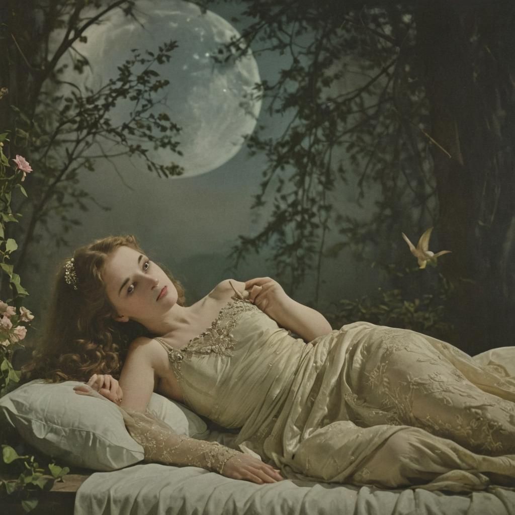 Midsummers night dream. Hand coloured photo By Adolph de Mey...