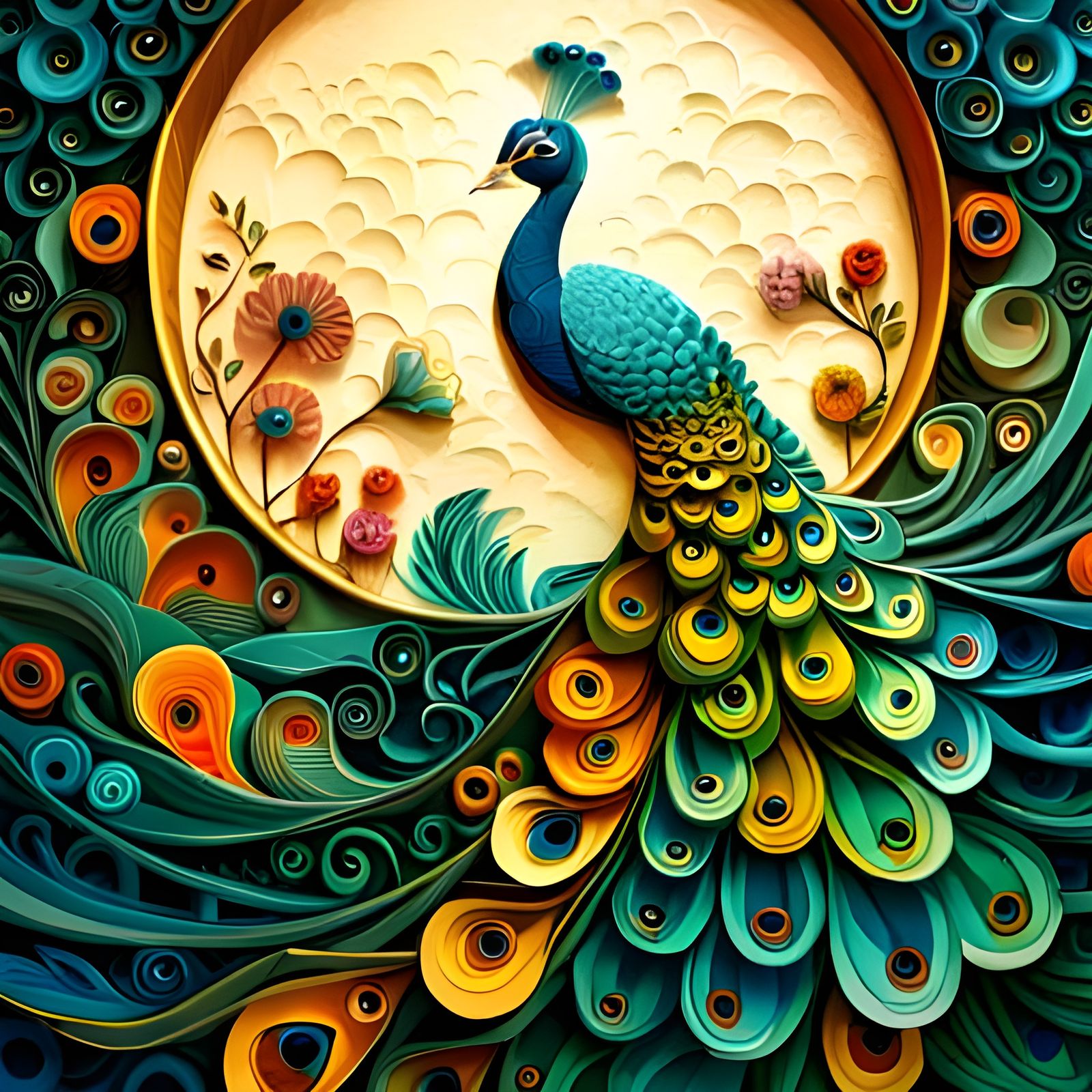 Paper Sculpted Peacock! 🦚  by @Sharonjoy