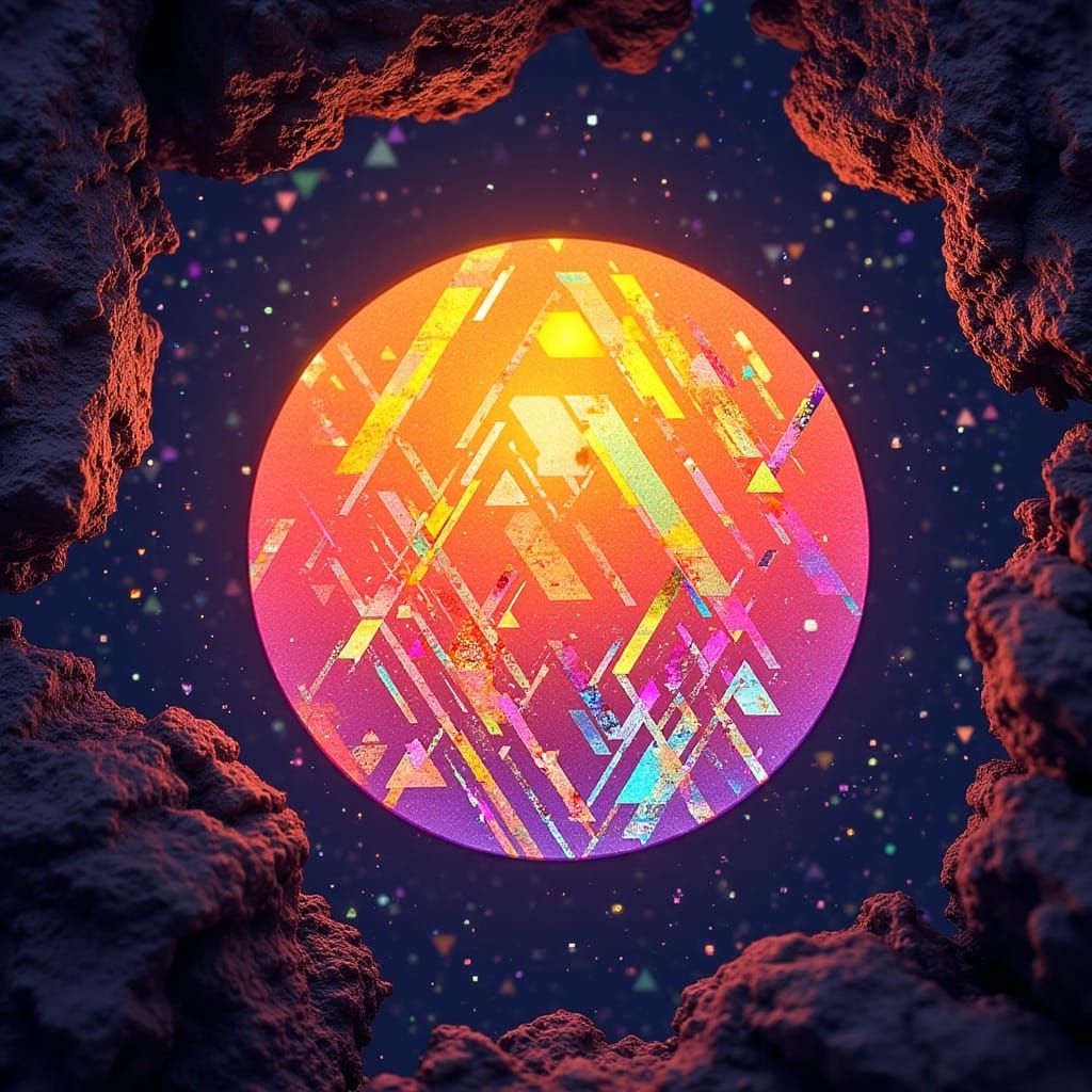 <lora:Sunstone Lattice:1.0> A beautiful sun made entirely from rainbow lattice sunstone intricate details, HDR, hyperrealistic,