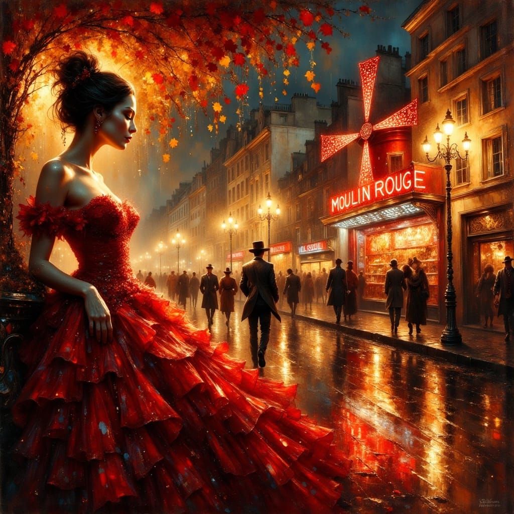 Moulin Rouge, evening  by @Andy Does AI