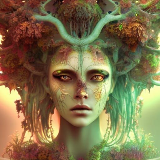 profile beautiful dryad, nature spirit, facepaint,by android jones by ...