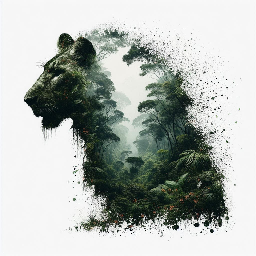 double exposure beautiful fantasy DALL-E 3 portrait landscap...