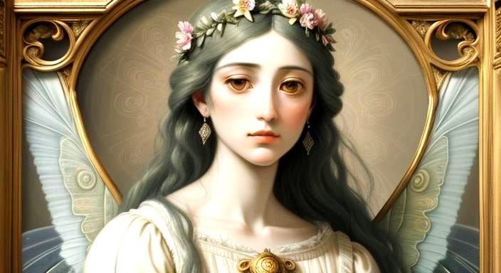 A woman's face formed from beautiful butterfly classicism, s...