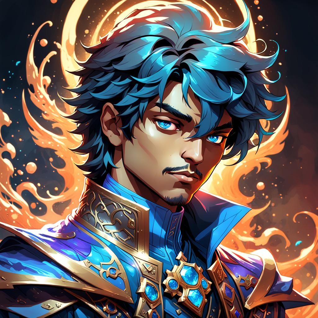 Prince Handsome of the underworld head and shoulders portrai...