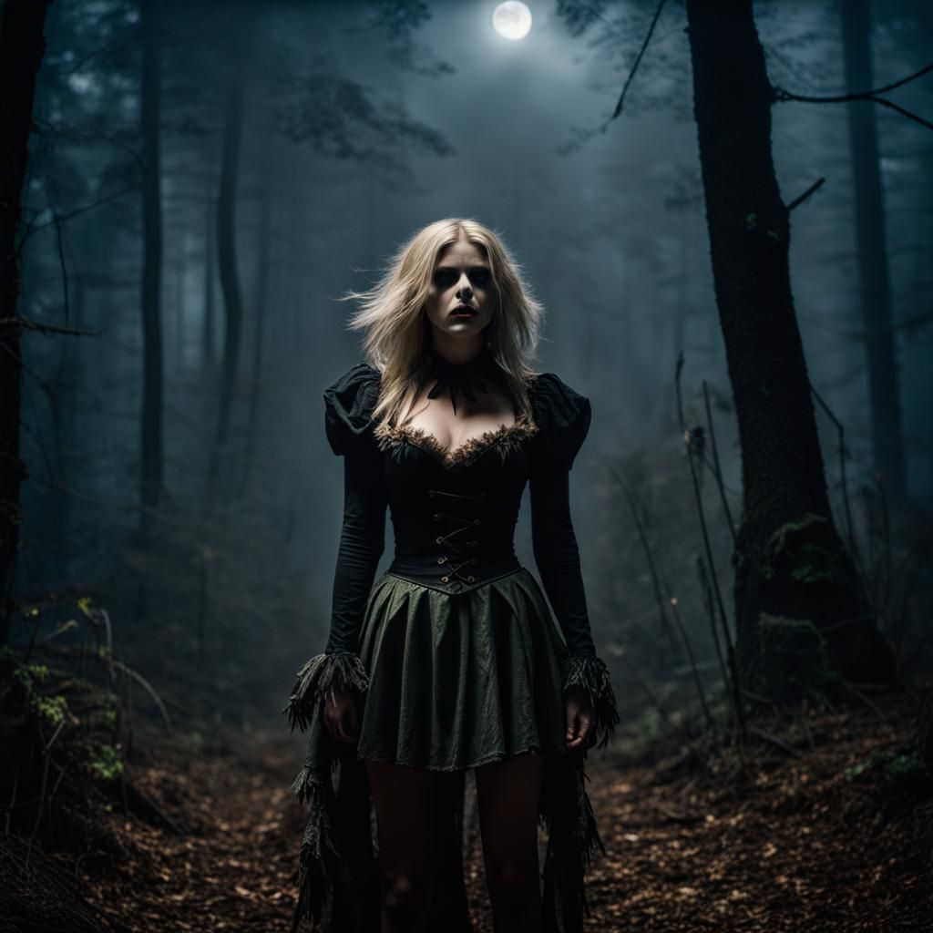 Wicked Scarecrow, Standing Over, Terrified Blonde, On Ground...