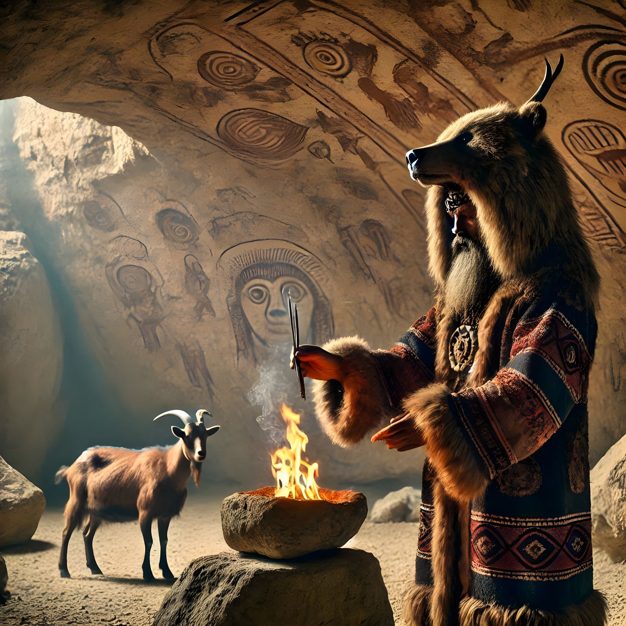 Shaman in cave