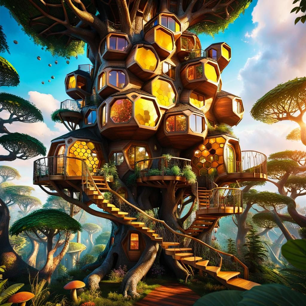 Honeycomb Treehouse TerraPod Retreat   by @Chelle