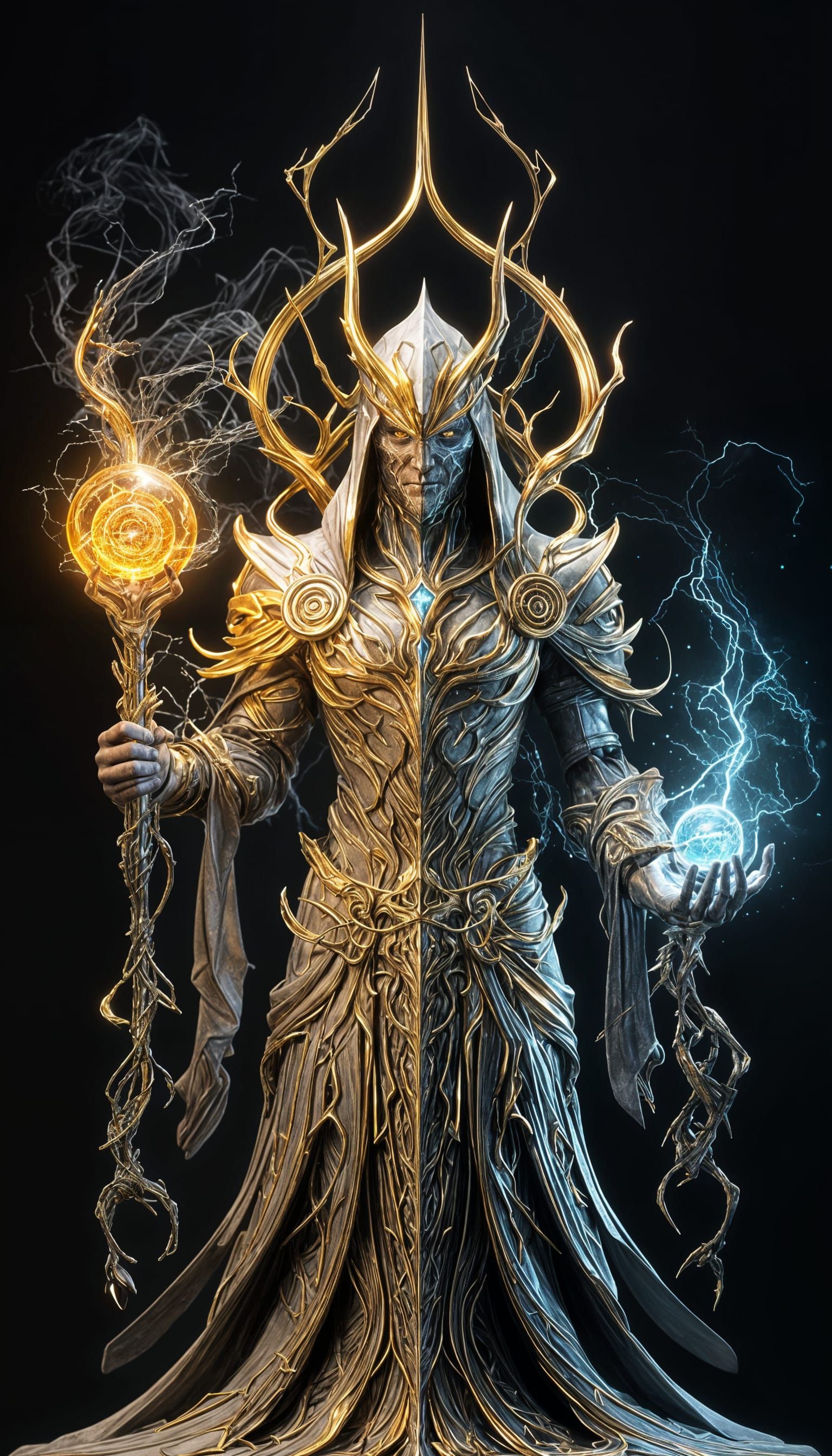 Mighty Wizard Sculpture: Necrotic and Cybernetic Fusion