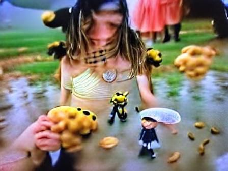 Still from Blind Melon's 'No Rain' music video with the litt...