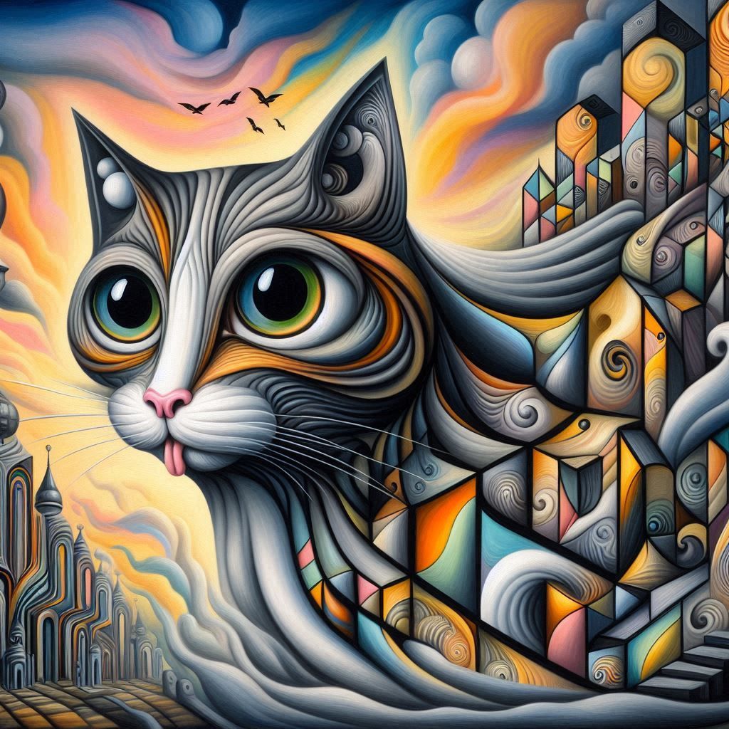 surreal cat. escher style.
