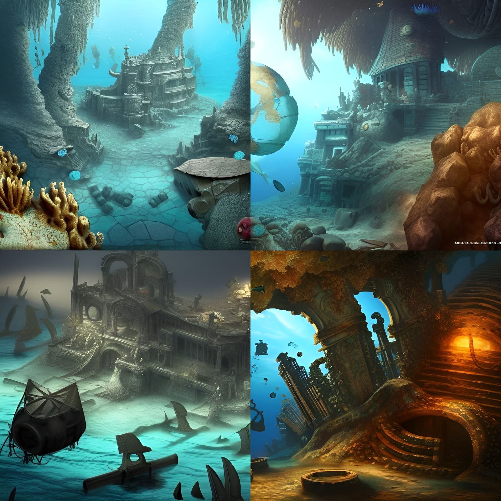 Underwater sunken city filled with treasure from around the world - AI ...