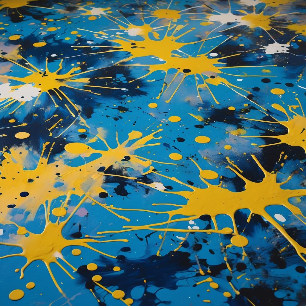 Abstract Expressionism: Printer's Ink Splatter in Bold Color...
