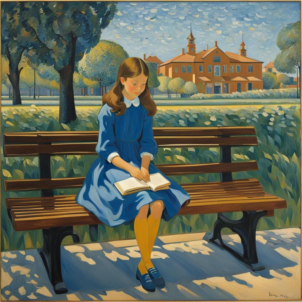 Girl sitting on a bench