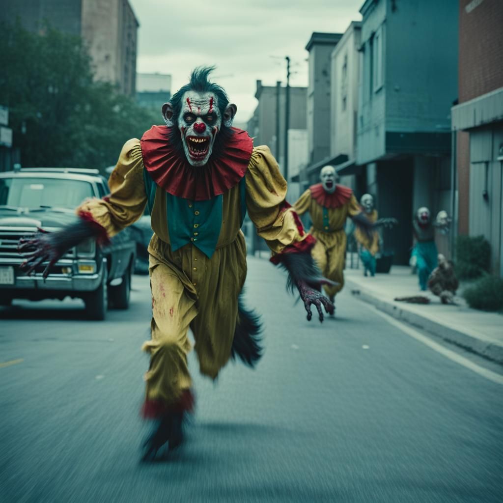 Zombie Monkey Monster Clowns Chasing Toddlers Down The Stree...
