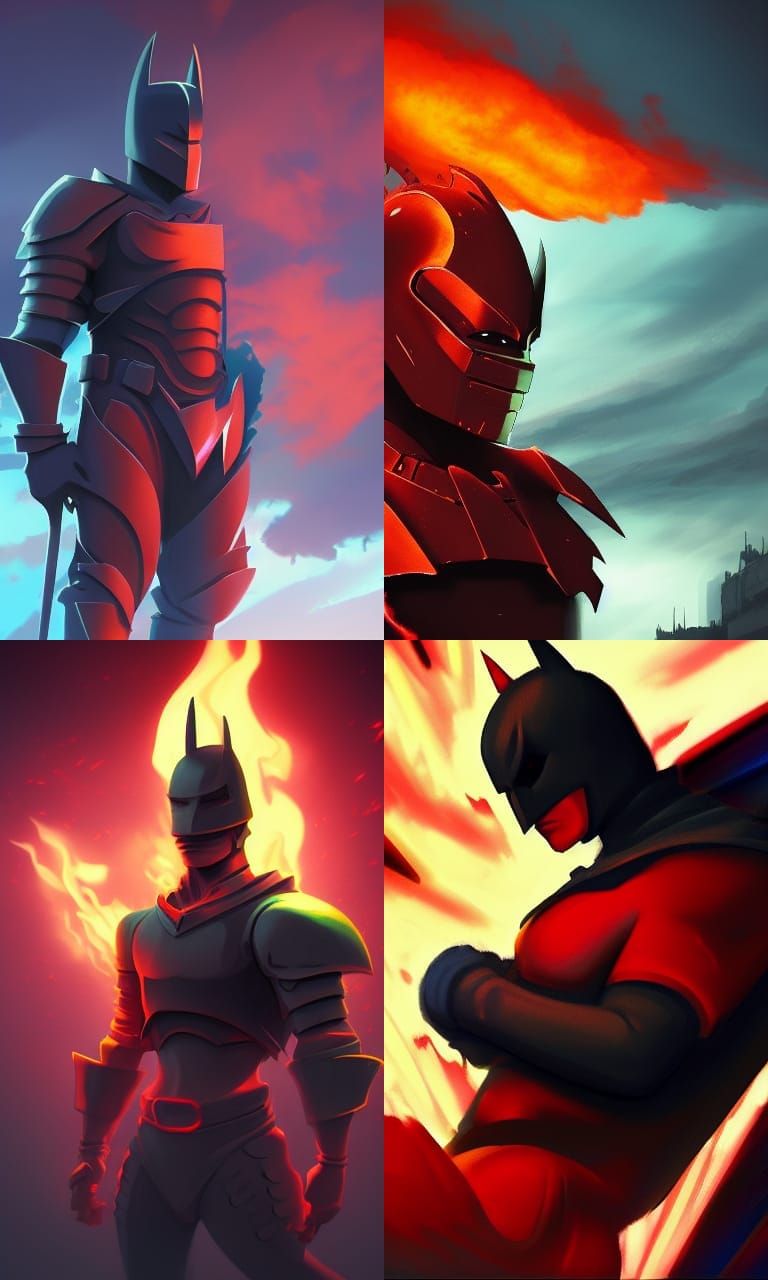 Fiery Dark Knight  half body close up 8k resolution concept ...