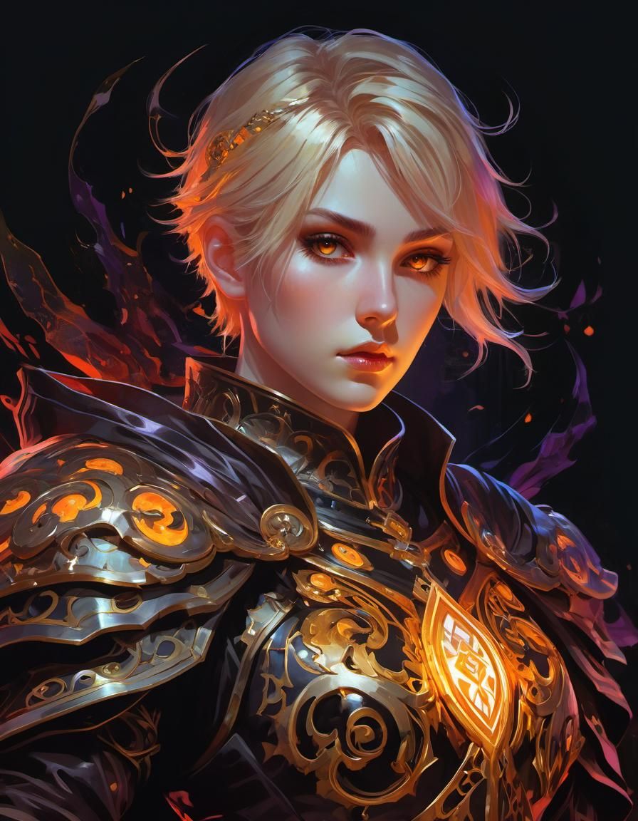 Death Knight Necromancer Portrait in Anime Style