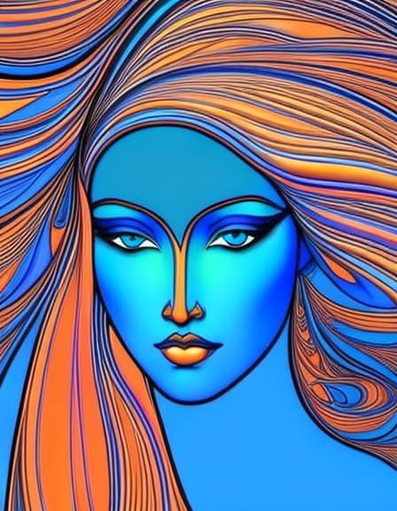 Goddess of Light Portrait in Art Nouveau Style