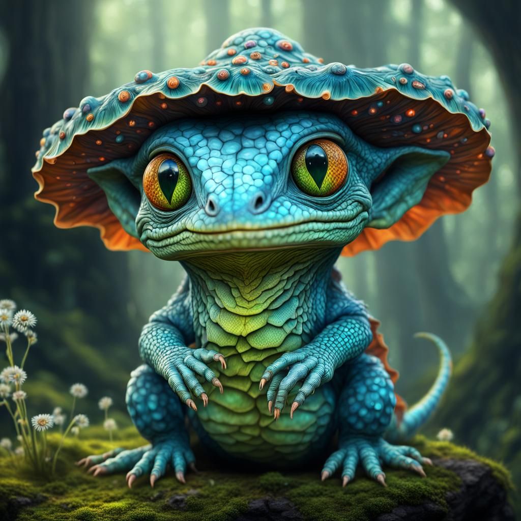 Insanely cute baby reptile alien wizard fungus