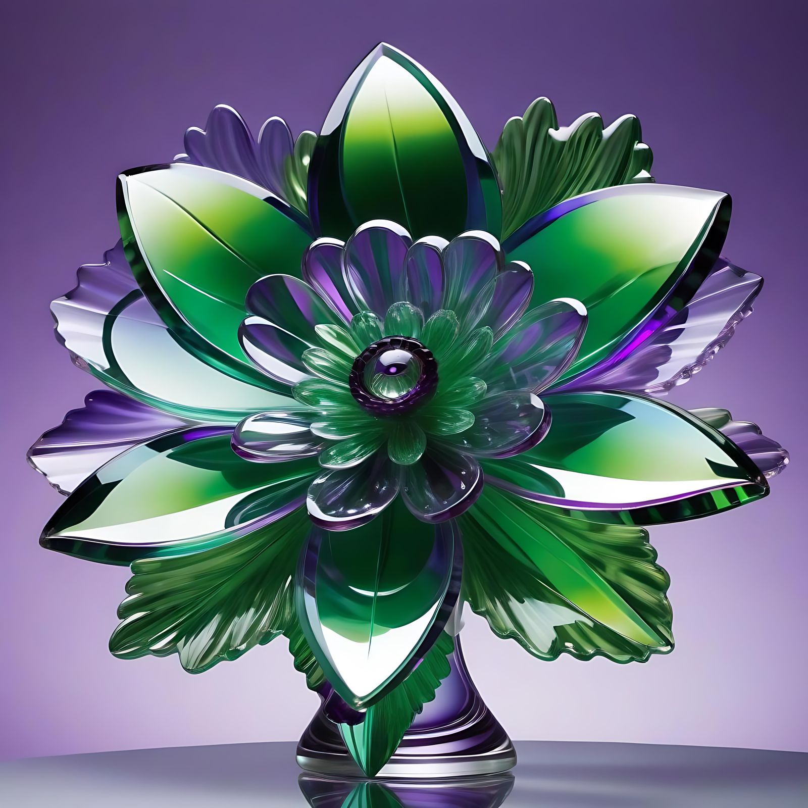 Green and Purple Glass Flower