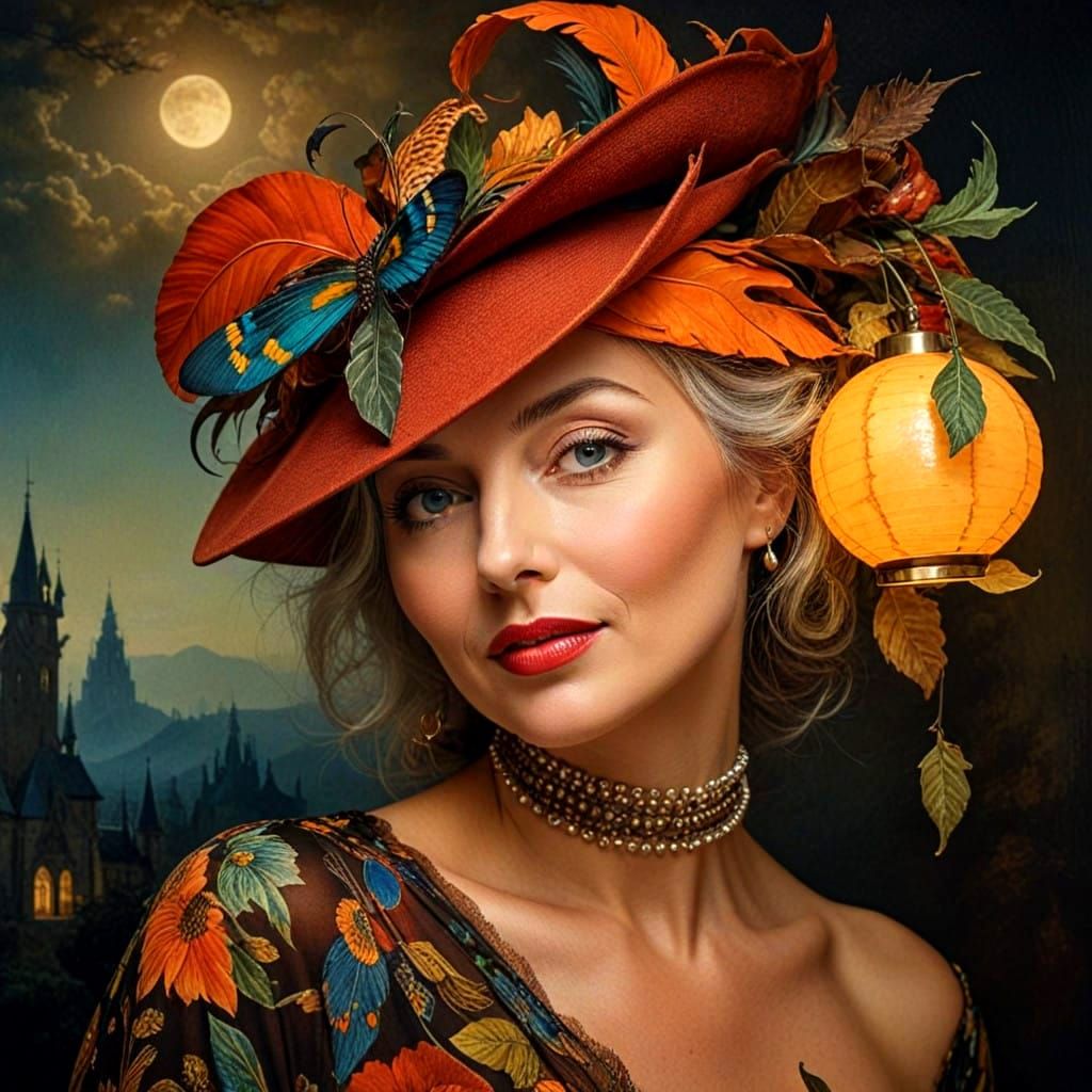 Elegant Woman with Expressive Eyes and Happy Smile in a Vibr...