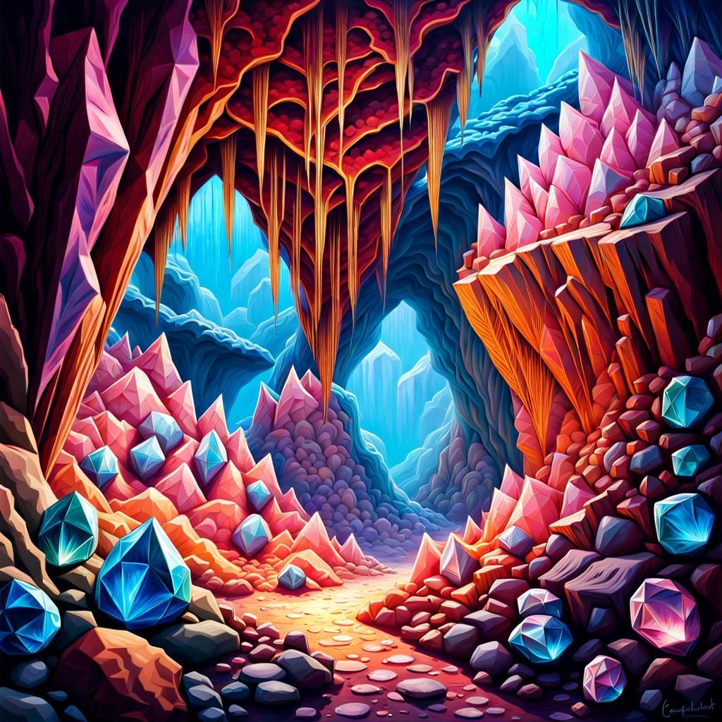 crystal cavern, intricate details, HDR, beautifully shot, hy...