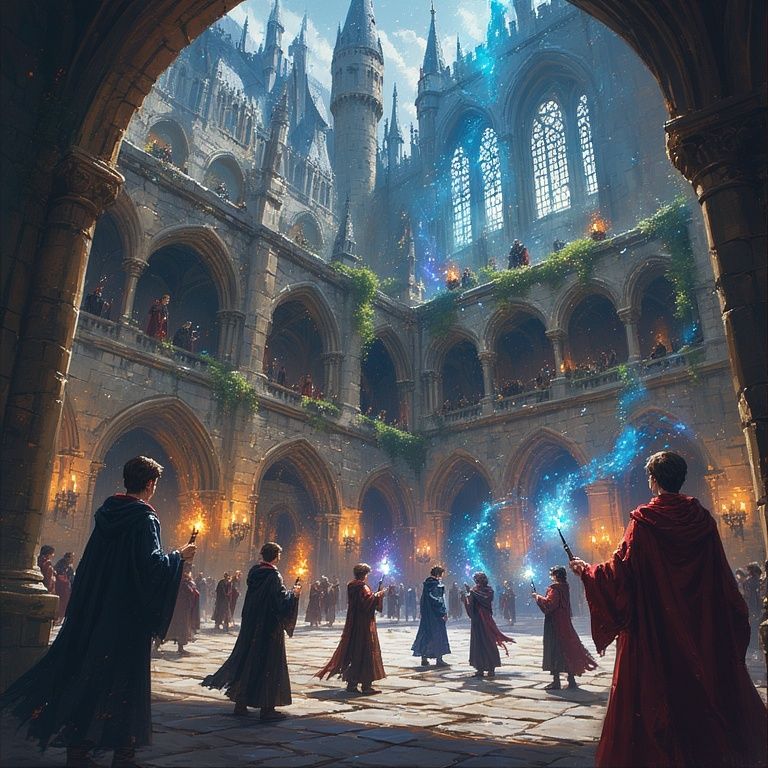 Magical castle courtyard