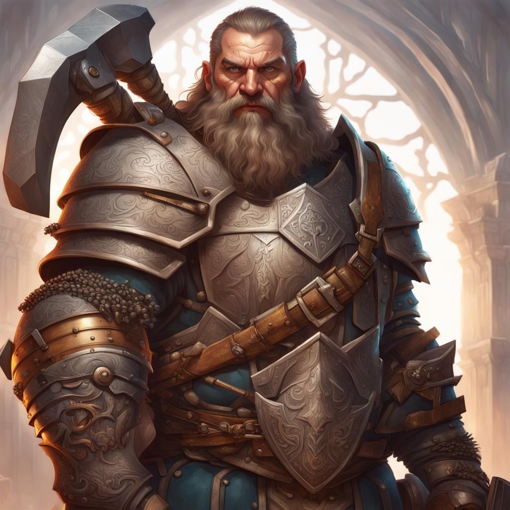 Dwarven warrior with heavy armor helding a two hand battle-axe - AI ...